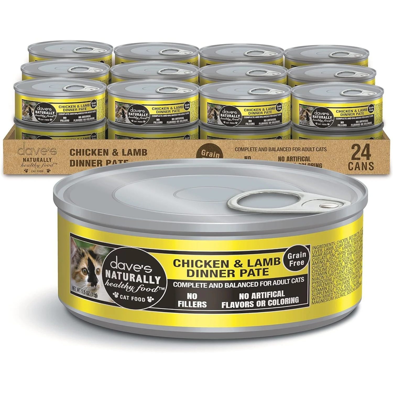 Dave's Pet Food Naturally Health Chicken With Lamb Dinner Canned Cat Food, 5.5-oz, Case Of 24 3 Dave's Pet Food Naturally Health Chicken With Lamb Dinner Canned Cat Food, 5.5-oz, Case Of 24