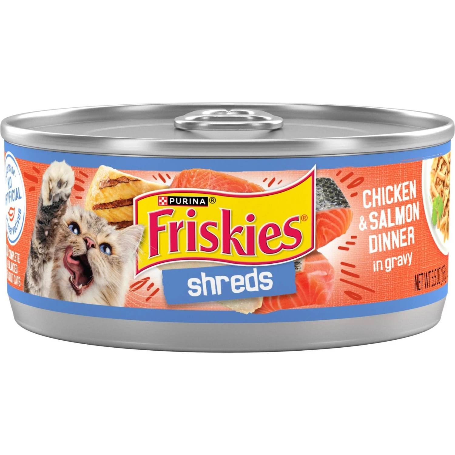 Friskies Savory Shreds Chicken & Salmon Dinner In Gravy Canned Cat Food 3 Friskies Savory Shreds Chicken & Salmon Dinner In Gravy Canned Cat Food