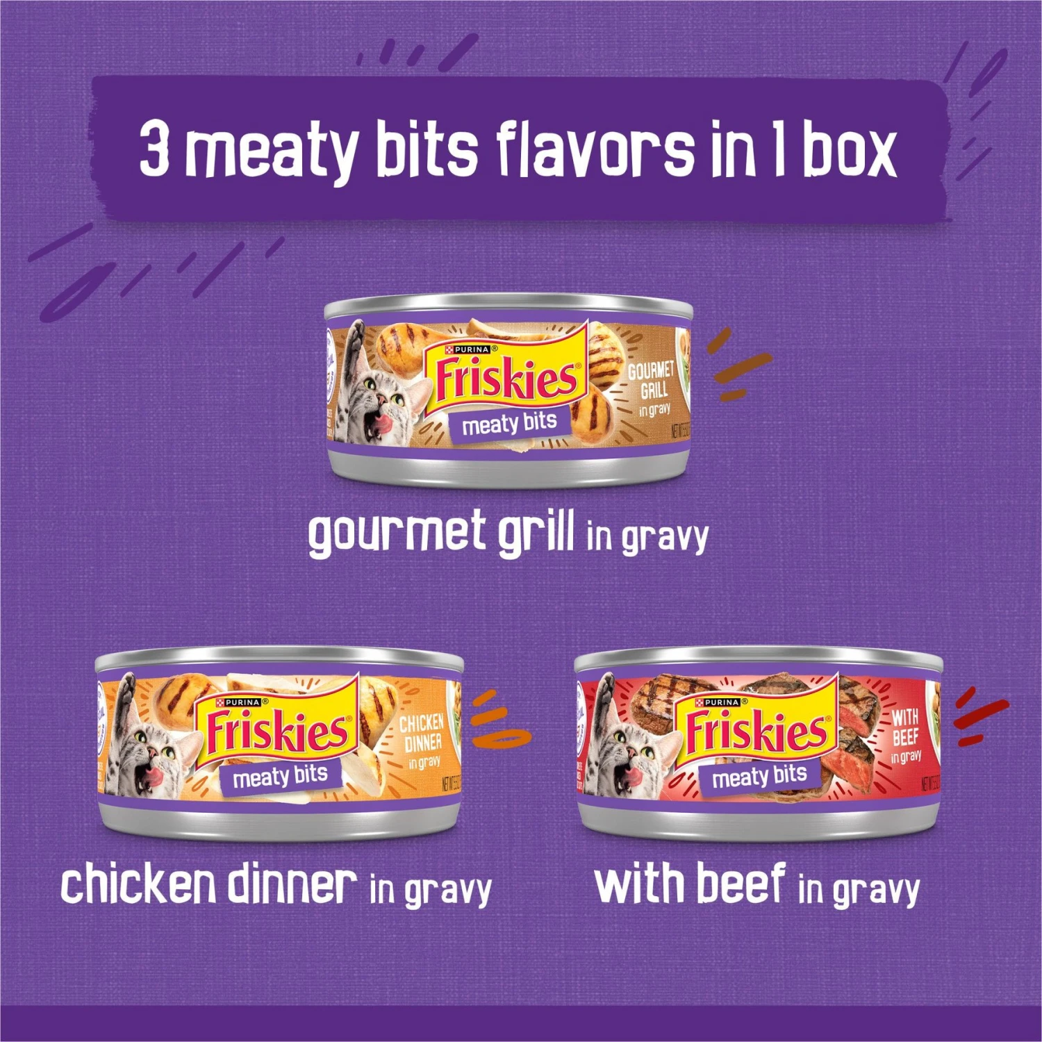 Friskies Meaty Bits Variety Pack Canned Cat Food 5 Friskies Meaty Bits Variety Pack Canned Cat Food - Image 3
