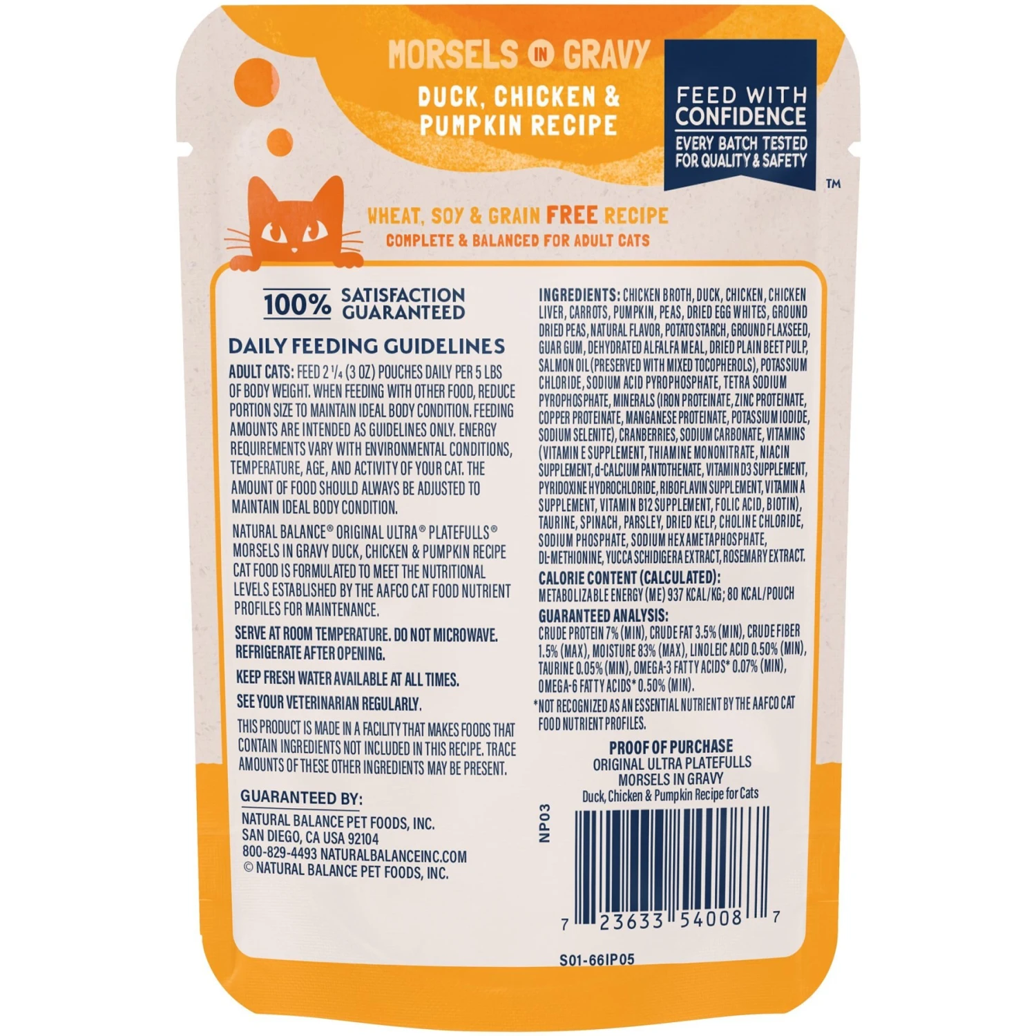 Natural Balance Platefulls Indoor Formula Duck, Chicken & Pumpkin Formula In Gravy Grain-Free Cat Food Pouches 5 Natural Balance Platefulls Indoor Formula Duck, Chicken & Pumpkin Formula In Gravy Grain-Free Cat Food Pouches - Image 3
