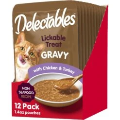Hartz Delectables Gravy Non Seafood Chicken & Turkey Lickable Cat Treats, 1.4-oz Pouches, 12 Count