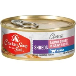 Chicken Soup For The Soul Salmon Dinner In Gravy Recipe Shreds Wet Cat Food, 5.5oz Can, Case Of 24