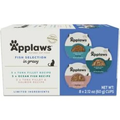 Applaws Fish Gravy Selection Multipack Limited Ingredient Cat Food Pots, 2.12-oz Pot, Case Of 8