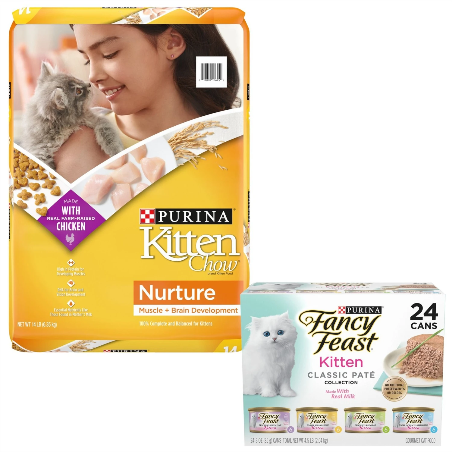 Kitten Chow Nurture Muscle & Brain Development Dry Cat Food & Fancy Feast Tender Feast Variety Pack Canned Kitten Food 3 Kitten Chow Nurture Muscle & Brain Development Dry Cat Food & Fancy Feast Tender Feast Variety Pack Canned Kitten Food