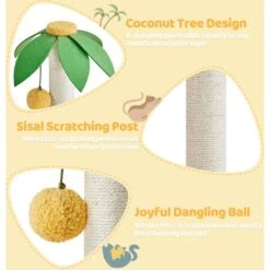 Yaheetech 37-in Coconut Palm Cat Tree, Small, Green & Yellow 15 Yaheetech 37-in Coconut Palm Cat Tree, Small, Green & Yellow -Almo nature Sales 871710 PT4. AC SS1800 V1686250306