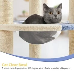 Yaheetech 35.5-in Cat Tree With Space Capsule, Small, Blue & Beige -Almo nature Sales 871726 PT6. AC SS1800 V1686243415