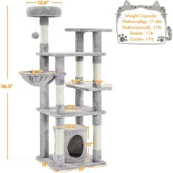 Yaheetech 4-Level Cat Tree, 56.5-in, Medium, Light Gray 11 Yaheetech 4-Level Cat Tree, 56.5-in, Medium, Light Gray -Almo nature Sales 871774 PT2. AC SS1800 V1686246221