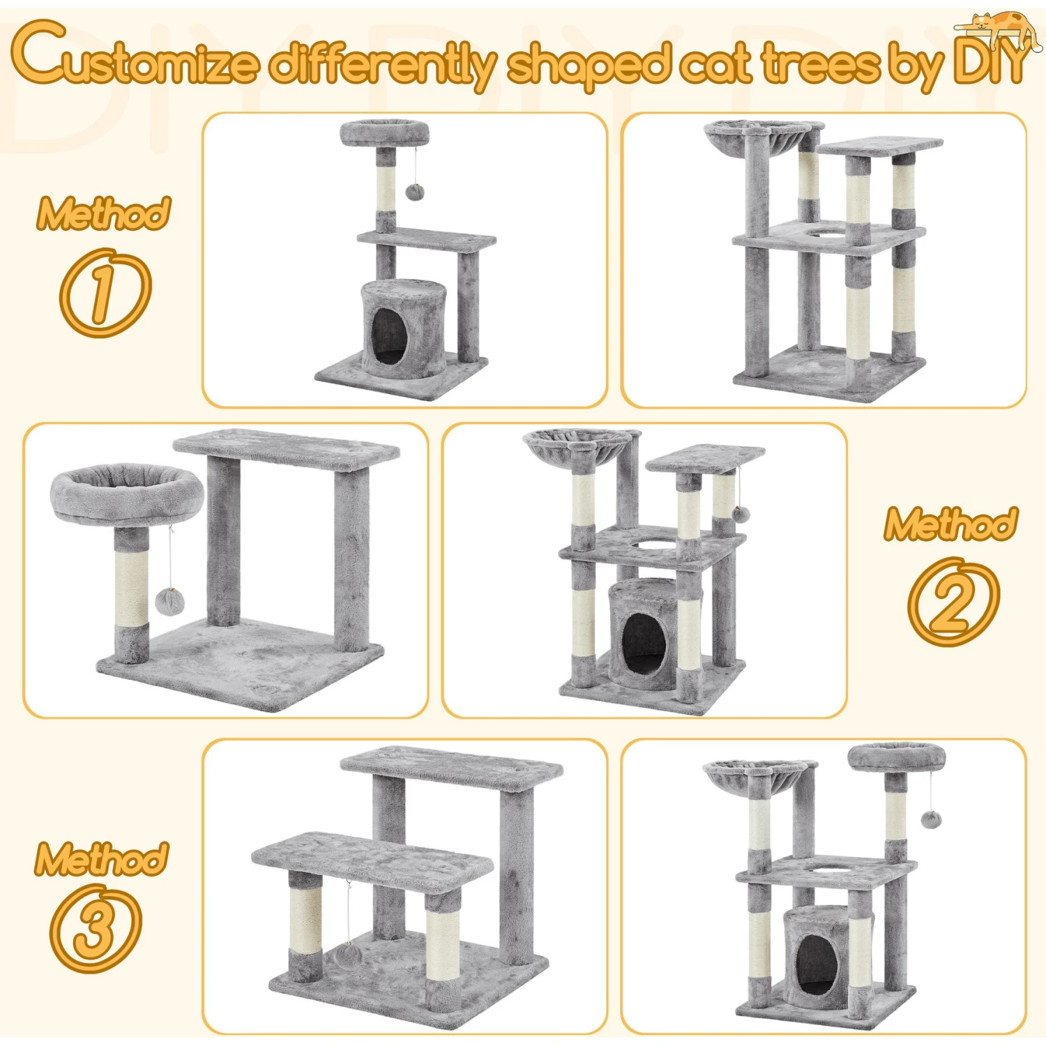 Yaheetech 4-Level Cat Tree, 56.5-in, Medium, Light Gray 8 Yaheetech 4-Level Cat Tree, 56.5-in, Medium, Light Gray - Image 6