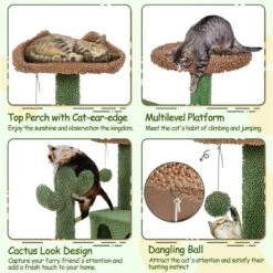 Yaheetech 54.5-in Cactus Cat Tree, Medium, Green & Brown -Almo nature Sales 871870 PT3. AC SS1800 V1688738705