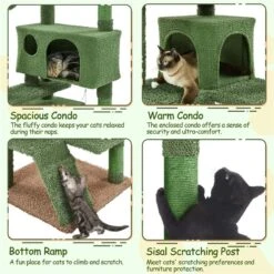 Yaheetech 54.5-in Cactus Cat Tree, Medium, Green & Brown -Almo nature Sales 871870 PT4. AC SS1800 V1688738706