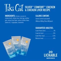 Tiki Cat Silver Comfort Chicken & Chicken Liver Recipe Grain-Free Wet Cat Food, 0.28-oz Pouch, Case Of 20 -Almo nature Sales 883494 PT2. AC SS1800 V1690570674