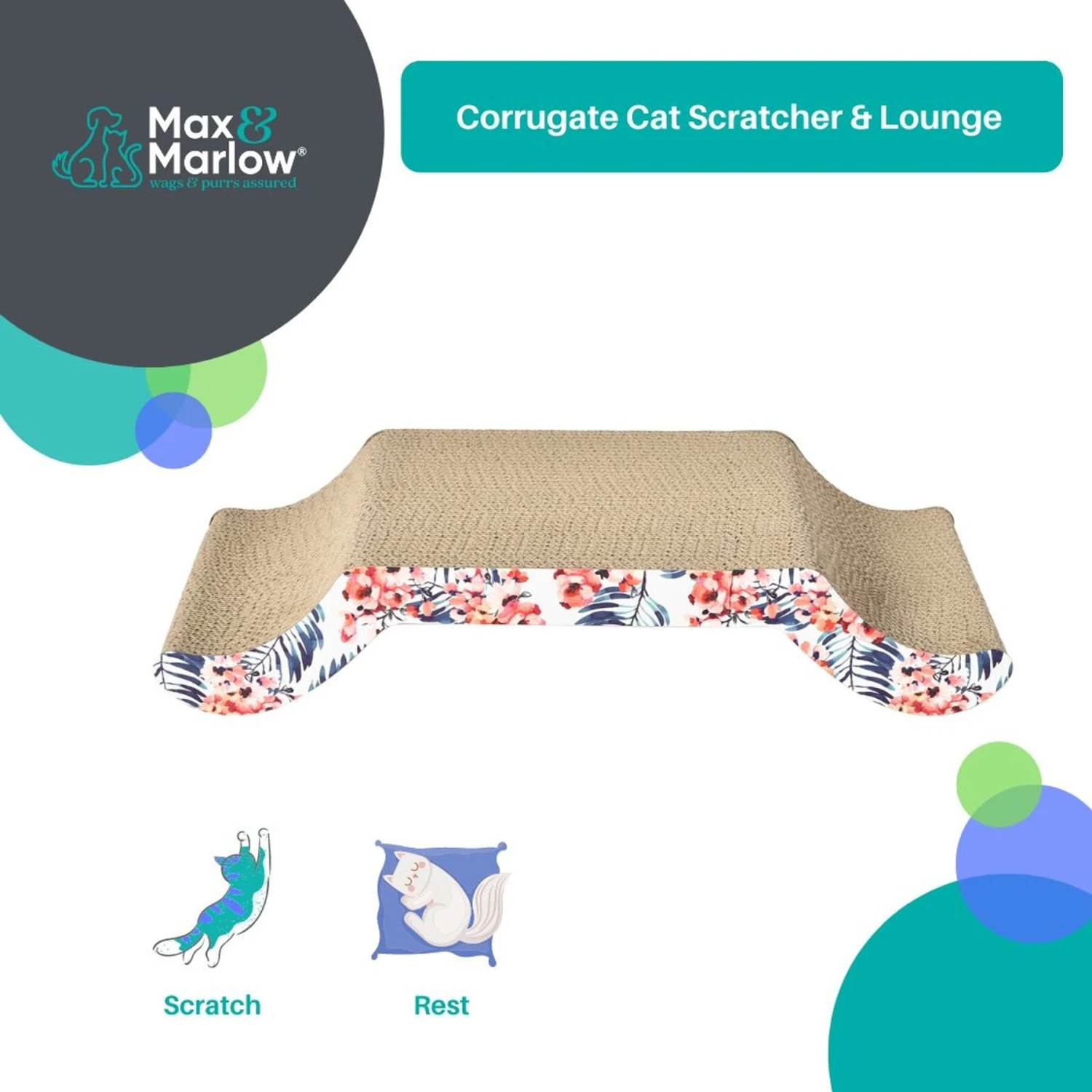 Max & Marlow Curled Side Corrugate Cat Scratcher 4 Max & Marlow Curled Side Corrugate Cat Scratcher - Image 2