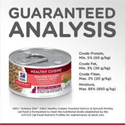 Hill's Science Diet Adult Healthy Cuisine Poached Salmon & Spinach Medley Canned Cat Food -Almo nature Sales 94020 PT6. AC SS1800 V1598145058