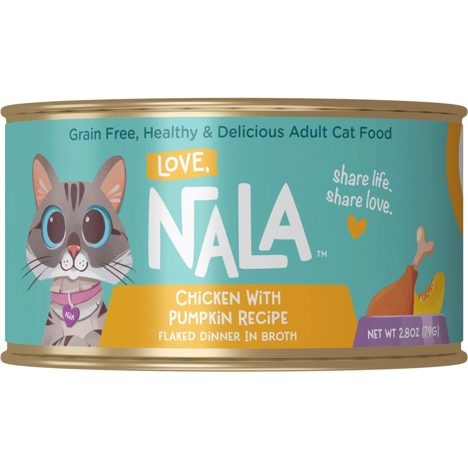 Love, Nala Flaked Chicken With Pumpkin Recipe In Broth Adult Grain-Free Wet Cat Food, 2.8-oz Can, Case Of 12 3 Love, Nala Flaked Chicken With Pumpkin Recipe In Broth Adult Grain-Free Wet Cat Food, 2.8-oz Can, Case Of 12